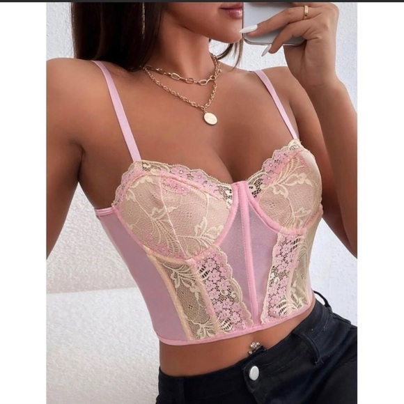 LUXE 5 Star Fave Princess Bustier Corset Lace Cami Crop Top Med - Picture 1 of 11